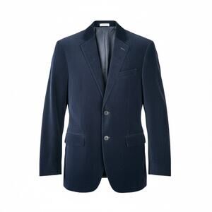 J. Ferrar Navy Blue Velvet Slim Fit Sport Coat Jacket 38R Cotton Formal Business